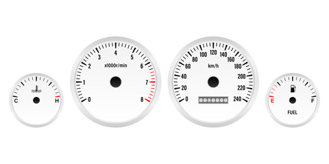 Naklejka premium Car Dashboard. Car Panel Display. Car Speedometer Dashboard. Tachometer or Odometer Display. Vector Illustration.