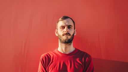 Fototapeta premium portrait of a man on the red background