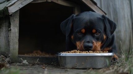 dog eating food