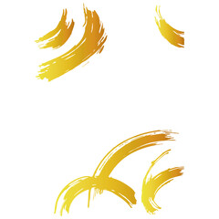 和風素材　筆で描かれた金色の線のイラスト　ベクター