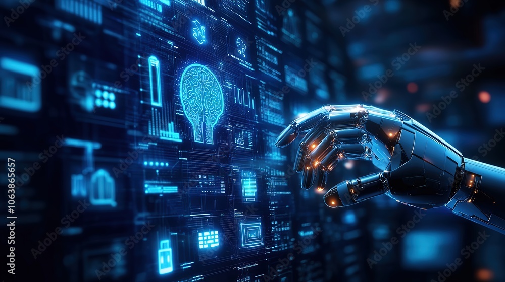 Poster artificial intelligence big data brain, business cg, cloud computing, communication, computer graphi