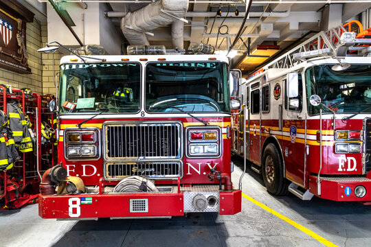 Fire truck in the fire station