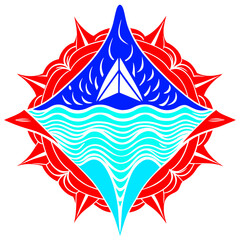 an abstract design representing the ocean depths tent and mountains Vector Design and illustration