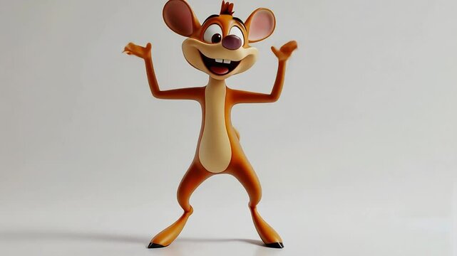 A cartoon mouse with a big smile and outstretched arms, against a white background.