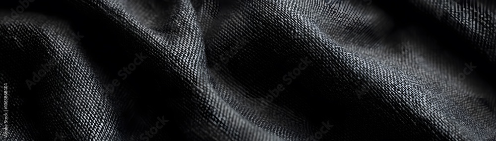 Poster black textured fabric with diagonal patterns and subtle light reflections