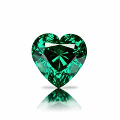 Fototapeta premium Heart-Shaped Green Gemstone with Reflection 