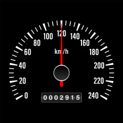 Car Dashboard. Car Panel Display. Car Speedometer Dashboard. Tachometer or Odometer Display. Vector Illustration.
