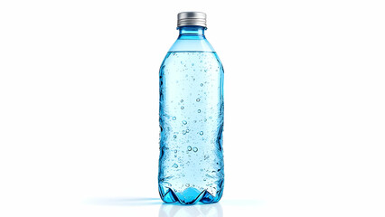 Carbonated Water in Blue Plastic Bottle with Silver Cap