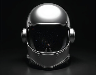 vector of a helmet with reflection of the stars on the visor isolated on dark background
