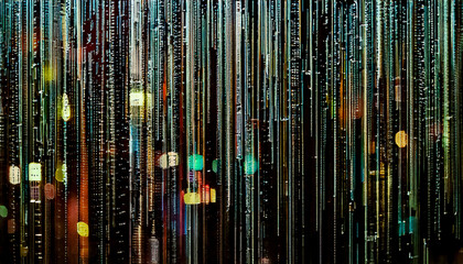 Obraz premium Abstract texture of data flow visualization, like digital rain