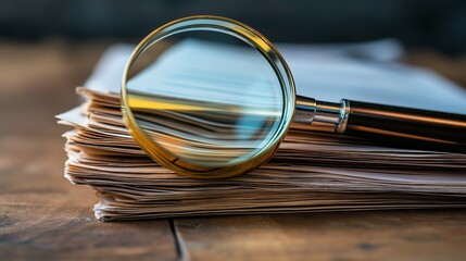 Magnifying glass and the ancient magic book