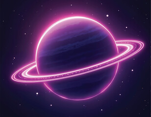 vector of a purple planet with digital holographic lines arround it on a dark purple background