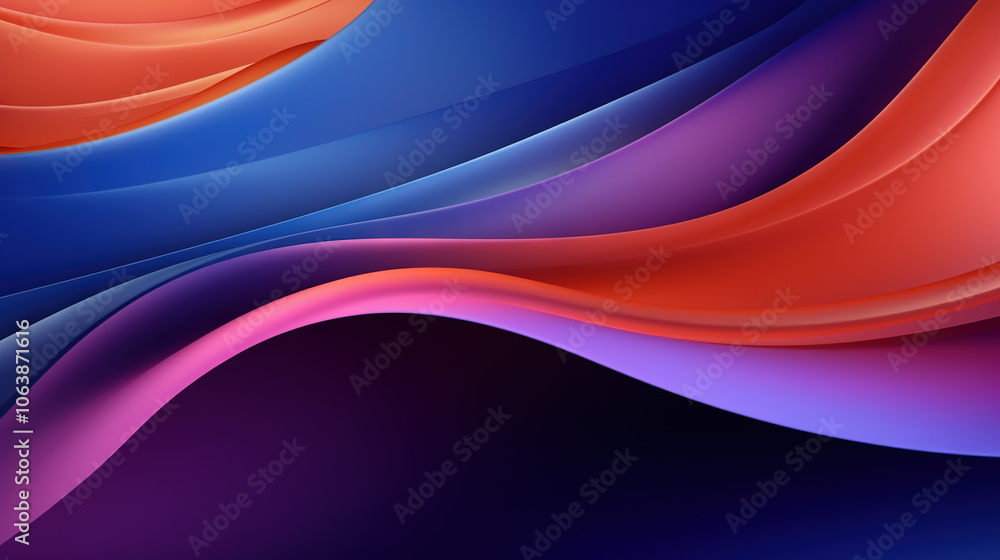 Poster vibrant abstract blue and purple waveform with fluid motion and colorful gradients