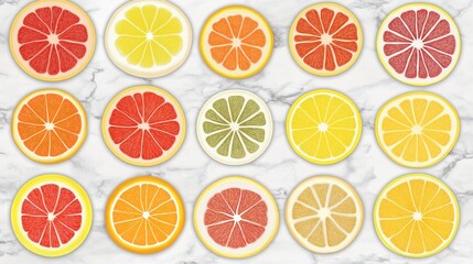 Obraz premium Colorful Citrus Fruit Patterns Display