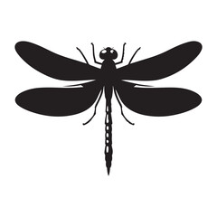  Dragonfly hovering silhouette vector black color and solid white background 