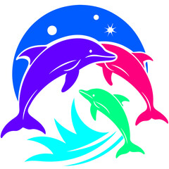 dolphin jumping in water silhouettes of dolphin Vector Design and illustration