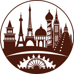 silhouettes of famous landmarks Vector Design and illustration