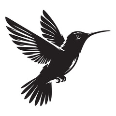  Hummingbird in flight silhouette vector black color and solid white background 