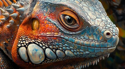 Fototapeta premium close-up colourful iguana
