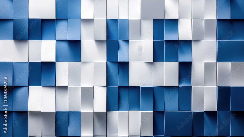 Poster abstract geometric design in varying shades of blue and white, showcasing depth and dimension with s