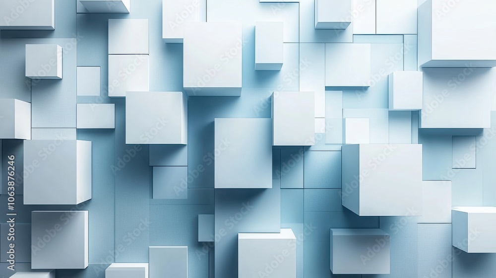 Poster abstract blue geometric shapes creating a dynamic and modern background, evoking a sense of technolo