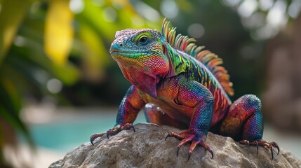 Fototapeta premium close-up colourful iguana