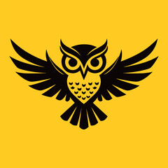 owl icon outline vector art design image on a yellow background