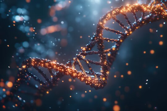 DNA molecule visualization for genetic research - Powered by Adobe