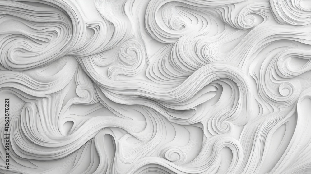 Poster abstract white wave patterns create a serene and modern atmosphere.