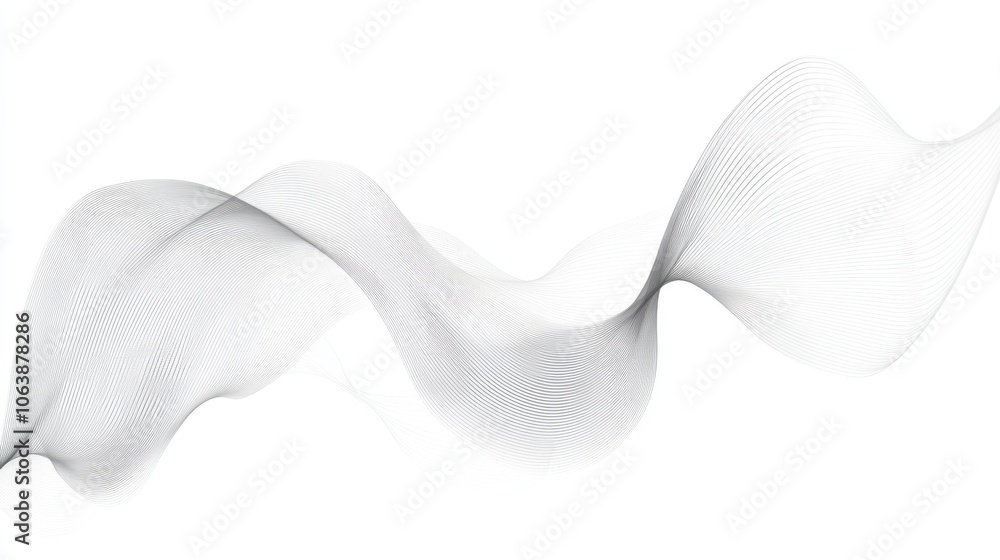 Poster abstract design of flowing white lines creating a sense of movement and tranquility.