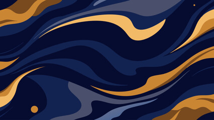 Abstract blue and gold background forming a dynamic and flowing design with smooth curves and geometric shapes, ideal for modern and elegant projects