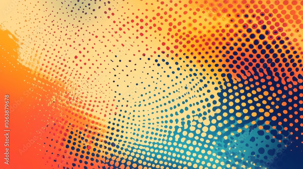 Poster a vibrant gradient of blue to pink dots, creating a dynamic and modern abstract background.
