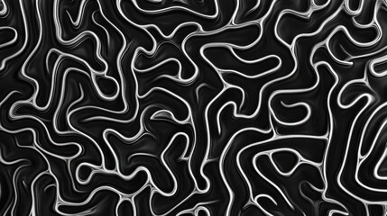 An abstract pattern of swirling black and white shapes creating a dynamic visual effect.