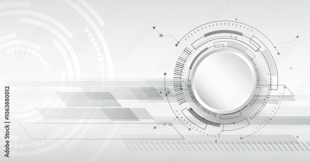 Aufkleber abstract gray futuristic background consisting of printed circuit board circles and other technologi