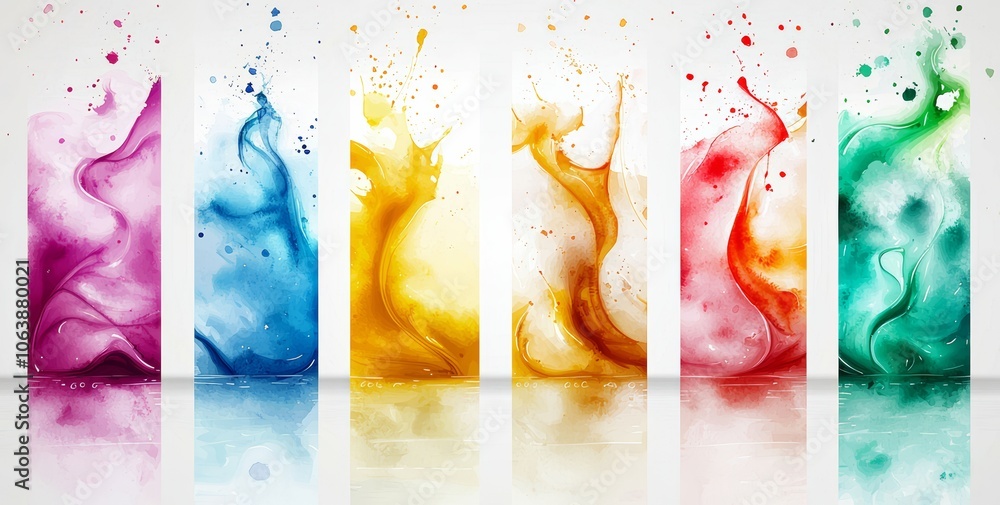 Poster colorful ink splashes create a vibrant abstract background for design projects, showcasing artistic 