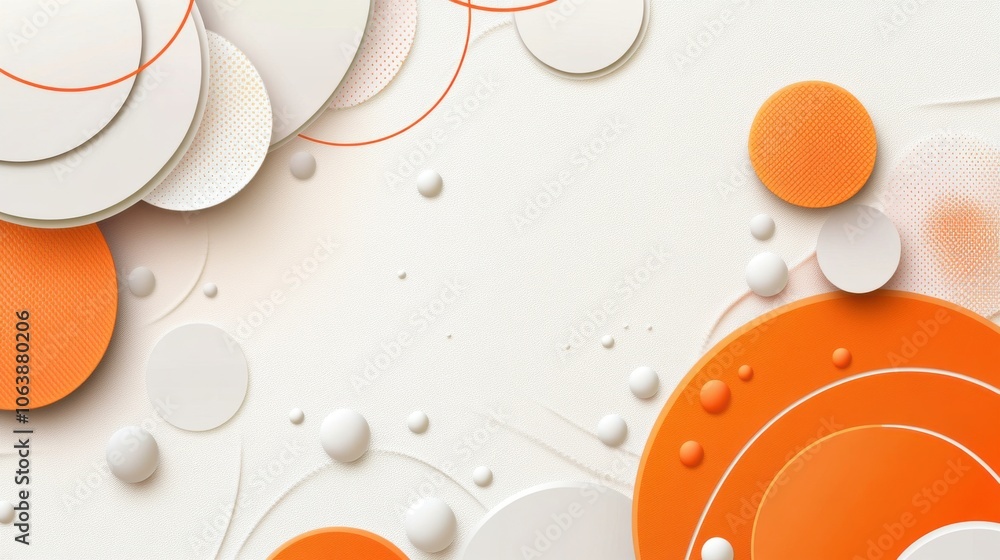 Poster vibrant abstract orange background with smooth curves and dotted patterns, creating a dynamic and mo