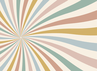 Sunlight retro horizontal background. Pale blue and beige color burst background. Fantasy Vector illustration. Magic Sun beam ray pattern background. Old paper starburst. Circus poster or placard