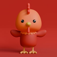 12 Chinese Zodiac Sign, Animals 3D Rendered, Year of the Rooster
