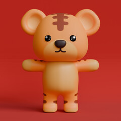 12 Chinese Zodiac Sign, Animals 3D Rendered, Year of the Tiger