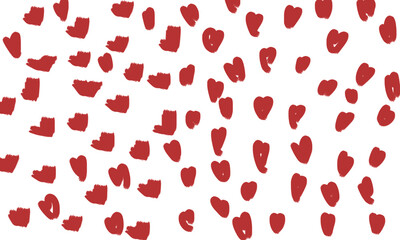 Pattern of small red hearts on white background
