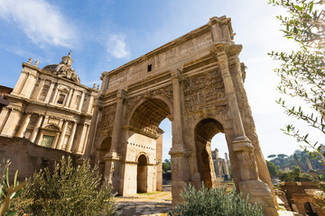 Obraz premium Septimius Severus Triumphbogen auf dem Forum Romanum, Rom, Italien