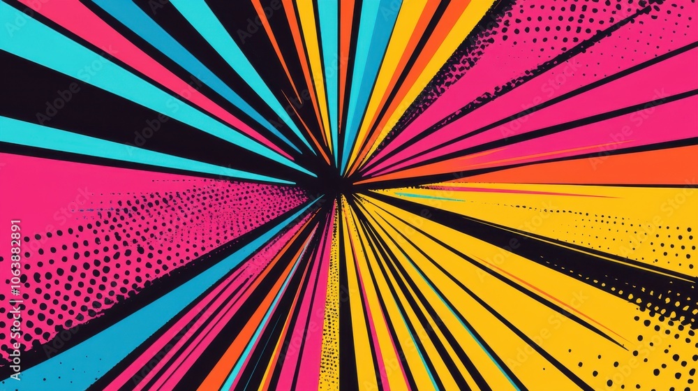 Poster a vibrant burst of colors radiates outward, creating a dynamic and energetic design full of lively p