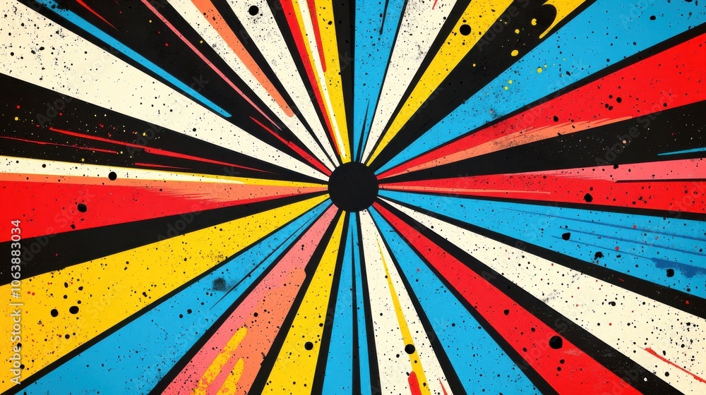 Poster dynamic burst of lines radiating outward, creating a sense of motion and energy.