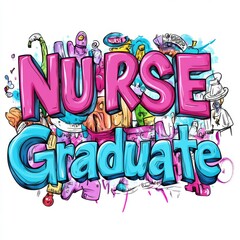 cool fun graffiti text NURSE Graduate 
