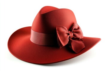 Elegant Red Wide Brimmed Hat with Bow