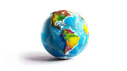 Fototapeta premium Colorful Detailed 3D Model of the World Globe with Continents and Countries