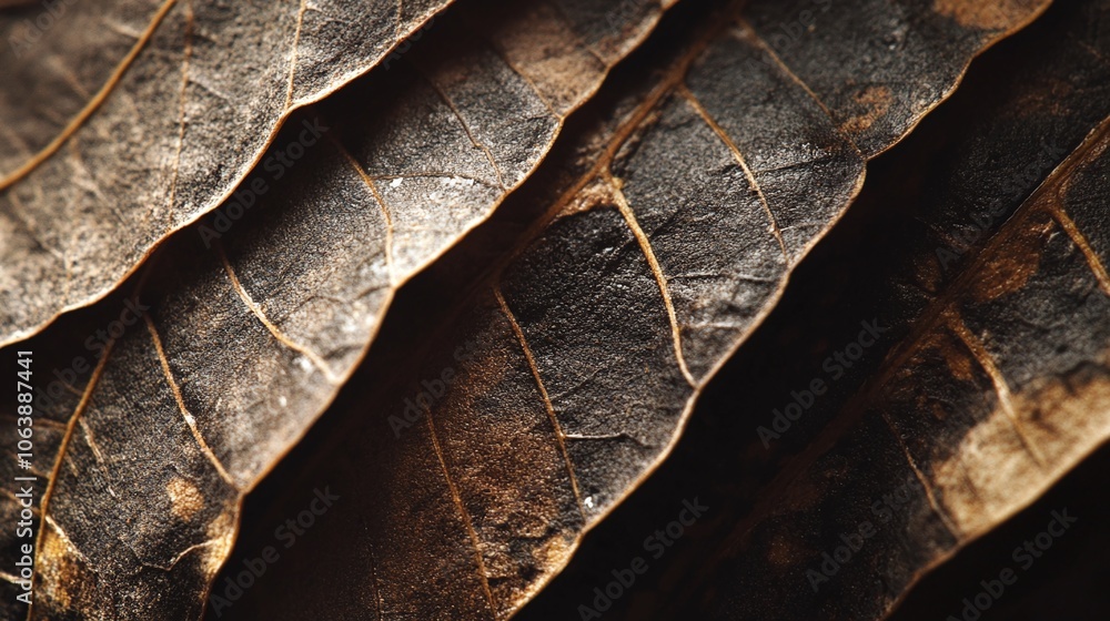 Poster macro shot of natural leaf patterns and textures