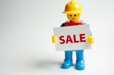 toy man holding a sign with the text (Sale)