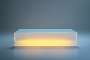 Glowing rectangular block on gray backdrop