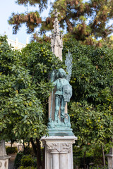 Obraz premium bronze figure of the archangel Saint Michael in the Old Town of Valencia